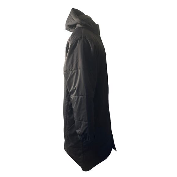 LL Phiten Raku Black Zip Hood Parka Jacket Bench Coat Titanium Contained Process - Picture 6 of 8